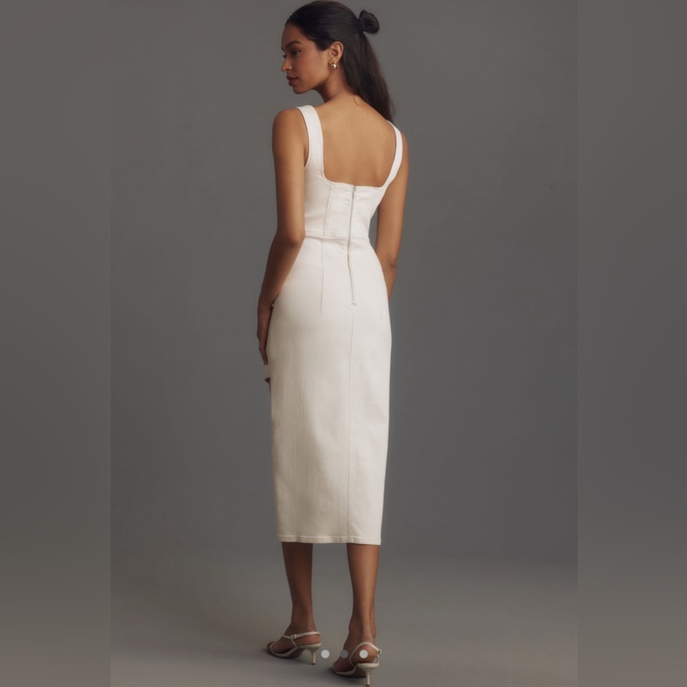 Anthropologie Pilcro Square-Neck Side-Slit Midi Dress, XXS NWT - Picture 2 of 6